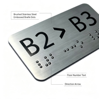 Autocollant Braille Personnalisé en Acier Inoxydable Modèle 05 pour Flèche de Direction de Hall d'Ascenseur (Personnalisable-Xiaoyao)