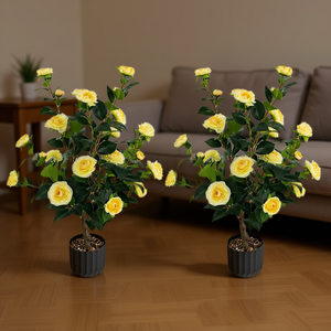 Árbol de Camelia Artificial de 38 Pulgadas, Planta de Flor Artificial Amarilla en Maceta de Plástico para Decoración del Hogar - Product Image 2