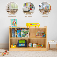 Étagère à livres Montessori en bois pour enfants, meuble de rangement à jouets à 2 niveaux, bibliothèque pour tout-petits, pour crèche, salle de classe, vente en gros, OEM personnalisé