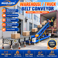Convoyeur à bande inclinée hydraulique moyen, système mobile de chargement et de déchargement, convoyeur à rouleaux extensible pour entrepôt et camion
