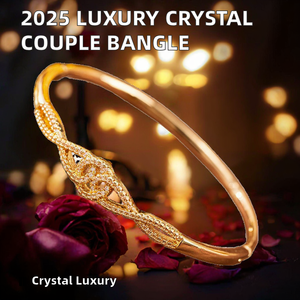 BEIVER 2025 New Fashion Luxury Gold Plated <b>Crystal</b> Bangle Women Unique Design Couple <b>Bracelet</b> Simple Trendy Brass Jewelry - Product Image 2