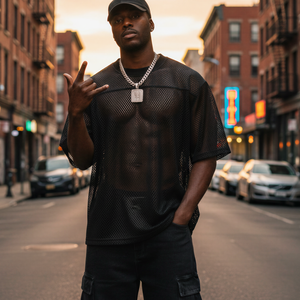 Camiseta Deportiva de Malla Extra Grande con Logotipo Personalizado TKAN485, Camiseta Retro Unisex de Fútbol, Camiseta Corta Cuadrada, Camiseta de Moda - Product Image 1