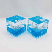 Presse-papiers en acrylique Water Cube avec flotteurs en résine 3D, scène 3D, jouet anti-stress de bureau, décoration dynamique