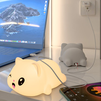 Lampe d'ambiance chat Kawaii, lampe animale mignonne, alimentée par USB, rechargeable, décoration de chambre, lampe LED en silicone pour bébé, enfant, crèche
