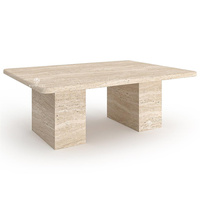 KUMUSI FURNITURE Table basse en travertin à deux pieds cubes