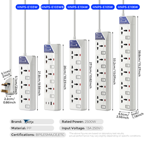 Regleta de Enchufes Universal con Certificación <span class=keywords><strong>AOTA</strong></span> CE, 13A 250V, 5 Tomas, USB-C, Cable de 3m, para Hogar y Oficina en Oriente Medio y Sudeste Asiático - Product Image 2