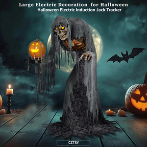 Calabaza <span class=keywords><strong>Esqueleto</strong></span> Grande con Inducción Eléctrica, Decoración de Halloween Animada para Interiores y Exteriores, Terrorífica, de Zombi, Animatrónica - Product Image 4