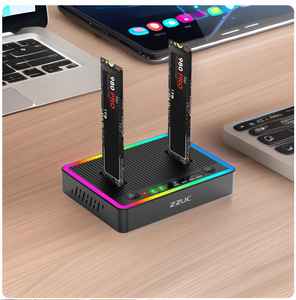 Station d'accueil SSD <span class=keywords><strong>Nvme</strong></span> haute vitesse Cloner USB C sans outil vers double baie hors ligne <span class=keywords><strong>M2</strong></span> Clone Duplicator Enclosure - Product Image 3