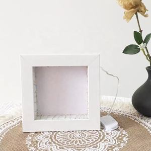 Bricolage personnalisé <span class=keywords><strong>4x4</strong></span> pouces bouton LED lumière profonde PS blanc 3D cadre de boîte d'ombre - Product Image 3