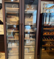 Armoire de rangement pour cigares à double porte vitrée verticale, contrôle intelligent de la température avec éclairage LED pour club
