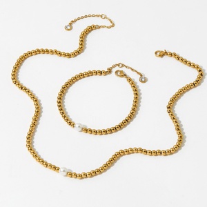 18K Gold Stainless Steel Beads <b>Bracelet</b> Fashion Necklace <b>Freshwater</b> Natural <b>Pearl</b> Necklace Factory Fashion Jewelry - Product Image 2