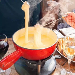 Pot à fondue au chocolat et au fromage en <span class=keywords><strong>fonte</strong></span> émaillée de couleur personnalisée, <span class=keywords><strong>Caquelon</strong></span> - Product Image 6