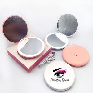 Fabricante de Espejos Mini Lindos OEM/ODM, Espejo de Maquillaje de Bolsillo Blanco, Rosa y Negro con Luz LED, Espejo de Mano - Product Image 4