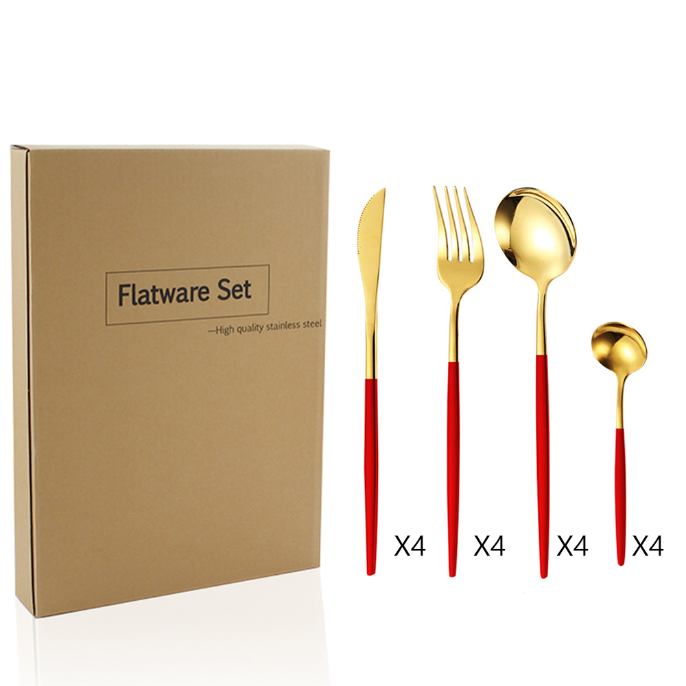 16pcs red gold+paper box