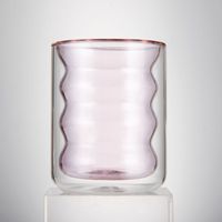 Vente en gros de tasses à café en verre borosilicate à double paroi, tasses à lait ondulées colorées pour la maison et le bureau