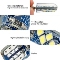 A80 DC12V T10 Silicone 2835 10smd LED Ampoule W5W 168 194 Voiture Parking Lumière Intérieur Dôme Lampe Auto Tourner Côté Wedge Ampoules