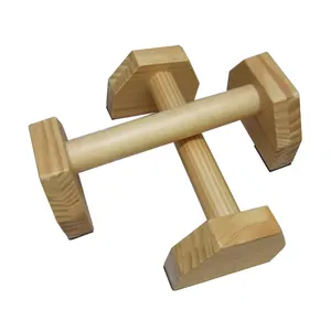 Custom Aerobics Upper Body Strength Training Pushup Handles Stand Wood Push Up Bars with Non-Slip Base