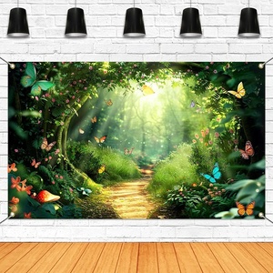 Fondo Fotográfico Personalizable de Camino de Hongos en el Bosque Encantado, Fondo de Cuento de Hadas, <span class=keywords><strong>Banner</strong></span> para Fiesta de Cumpleaños de Niña o Baby Shower - Product Image 6