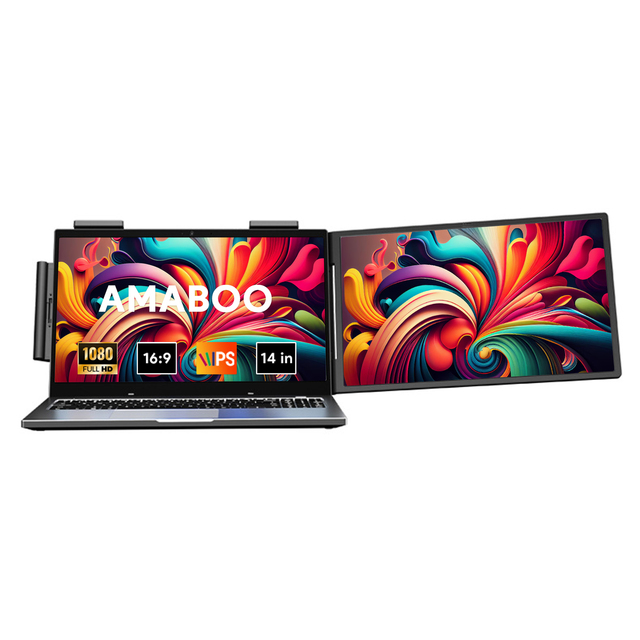 New 14 Inch Ultra-Narrow Bezel Dual Screen Portable LCD Monitor with Multi-Touch Screen 60Hz HD USB 100% SRGB Business Use