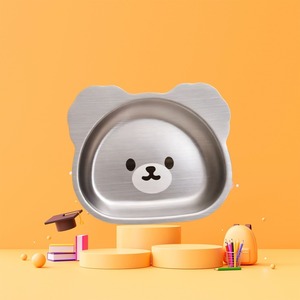 Assiette pour bébé en acier inoxydable en forme d'ours mignon, design de dessin animé, vaisselle pour enfants, sans BPA, qualité alimentaire - Product Image 4