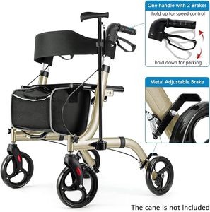 <span class=keywords><strong>Andador</strong></span> con <span class=keywords><strong>Ruedas</strong></span> HCT-9123 para Personas Mayores - <span class=keywords><strong>Andador</strong></span> Plegable con <span class=keywords><strong>Asiento</strong></span> y <span class=keywords><strong>Cuatro</strong></span> <span class=keywords><strong>Ruedas</strong></span> de 8 Pulgadas - <span class=keywords><strong>Andador</strong></span> Médico, Color Champán - Product Image 2