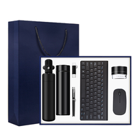 Set Hadiah Bisnis Multifungsi Logam: Cangkir Terisolasi, Flash Drive USB, Pena, Keyboard Nirkabel, Mouse, Speaker Bluetooth