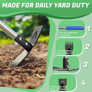 Weed Puller Tool mit langem Griff 60 "Manuelles Weeder-Entferner-Werkzeug 2 in 1 Hand Weed Rake und Garden Hoe für die Gartenarbeit - Product Image 5