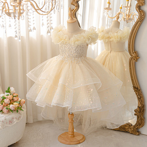 strapless open back dress Flower Girl Dress Children Summer Pageant Dress Snowflake Print Sleeveless Princess Dress