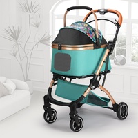 Poussette pliable légère et imperméable pour chiot, petite taille, cadre en acier carbone, chariot pour animaux de compagnie pour chien et chat, design durable à 4 roues
