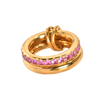 Anillo De Diamante Anneaux de diamants à double couche en zircon rose Ensemble de bagues à emboîtement empilés en acier inoxydable pour femme