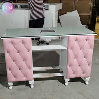 Ensembles de tables et de chaises pour ongles Mobilier de salon Table et chaise de manucure rose Station de bureau pour ongles