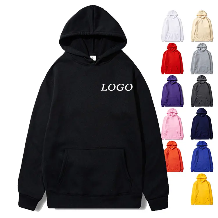 Plain Black Drop Shoulder Hoodie Organic Cotton Men Custom Logo Embroidery Sweatshirts