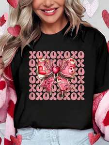 T-shirt girocollo da donna Egg Tart Direction con stampa fiocco di San Valentino, vestibilità regolare, 100% cotone jersey, manica corta - Product Image 3