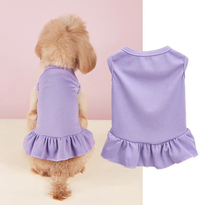 Vestido de perro de poliéster de 12 colores de color caramelo Vestido estampado de niña pequeña con encaje para uso de Primavera/Verano - Product Image 2