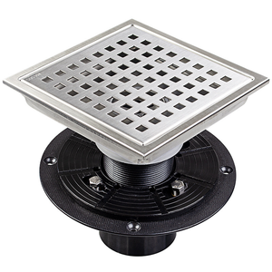 Modern <b>Brushed</b> 4 Inch Square Stainless Steel Shower Floor <b>Drain</b> Invisible Grate Cover Strainer Tile Insert Bathroom Drainer - Product Image 4