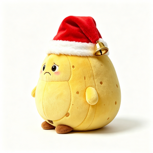 Customize Christmas potato plush toy, Sad potato plush with Santa <b>hat</b>, Yellow potato stuffed <b>animal</b>, Cute potato plush with bell - Product Image 5
