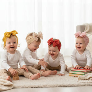 5 pièces combinaison Style européen et américain 5 couleurs enfants bébé bandeau ensemble Nylon large cheveux accessoires pour 13-24 mois - Product Image 1