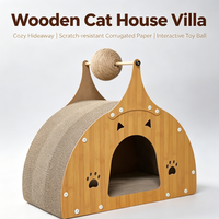 Mobilier pour chat d'intérieur : Maison dôme arquée fermée avec porte à motif de patte, nid douillet et espace de sommeil