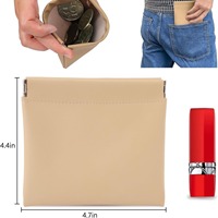 Pochette à monnaie à fermeture automatique en cuir PU, mini trousse de maquillage, étui de rangement à charnière pour écouteurs, bijoux, rouge à lèvres et câbles