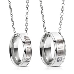 Collana con Ciondolo KING QUEEN alla Moda 2023 per Uomo e Donna, Catena in Acciaio Inossidabile, Gioielli per Coppie - Product Image 1