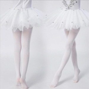 Collants de danse longs blancs bon marché pour enfants collants de ballet d'été pour bébés filles chaussettes décontractées solides - Product Image 3