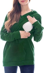 Felpa Sportiva Premaman Primavera-Autunno con Tessuto a Trama, <span class=keywords><strong>Maglia</strong></span> per <span class=keywords><strong>Allattamento</strong></span>, Maglietta Sportiva per <span class=keywords><strong>Allattamento</strong></span> con Tasche - Product Image 3