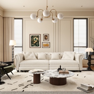 <span class=keywords><strong>Canapé</strong></span>-<span class=keywords><strong>lit</strong></span> Chesterfield 3 places de haute <span class=keywords><strong>qualité</strong></span>, 89 pouces, beige, en velours capitonné, avec ottoman amovible - Product Image 3