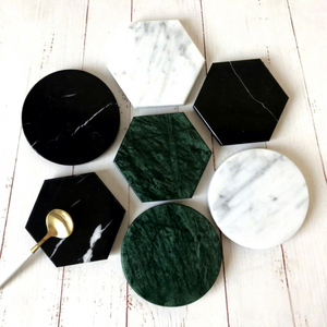 Handmade Wholesale Eco-Friendly <b>Ceramic</b> Decorative Natural White and Black Marble Round <b>Coasters</b> - Product Image 1