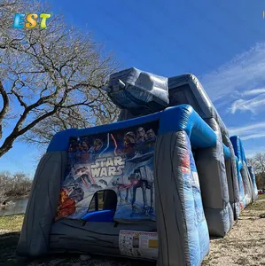 Kommerzieller Spielplatz im Freien Moonwalk Millennium Falcon Star Schiff Wars Bounce House Combo Aufblasbarer Türsteher für Kinder