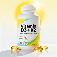 Capsules de vitamine D3 K2 B12 végétaliennes 10000 UI Formule naturelle Sans additifs artificiels Capsules de vitamine D3 K2 haute puissance