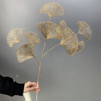 Nouveautés : 3 Feuilles d'Artificielles Fleurs de Ginkgo Biloba Dorées en Vrac pour Décoration Intérieure
