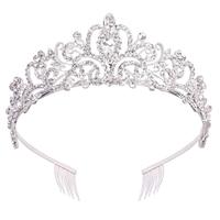 Couronnes de princesse pour filles en cristal de strass plaqué argent brillant populaires en gros, couronnes de déesse les plus vendues, anniversaire, bal de promo
