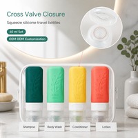 Ensemble de flacons de voyage en silicone personnalisés OEM conformes à la norme TSA avec logo imprimé, 60 ml, pour les contrôles de sécurité à l'aéroport