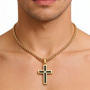 Collar con colgante de crucifijo de acero inoxidable para hombre, estilo hip hop punk, con dijes religiosos y piedras de circonita, para mujeres y niñas. - Product Image 5